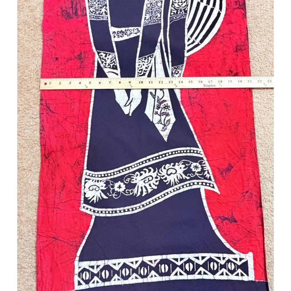 Vintage Merchant Twins Batik Wall Hanging 51x21 Two Women Textile Art Boho